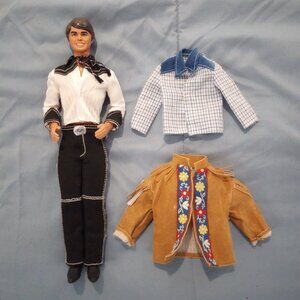 Vintage 1980 Western Ken Doll, No. 3600, Restored with Extra Clothes, Pre-Owned